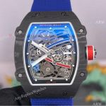 1:1 Clone Richard Mille AAA Replica RM67-02 Sebastien Ogier Black Carbon TPT Blue Strap Watch